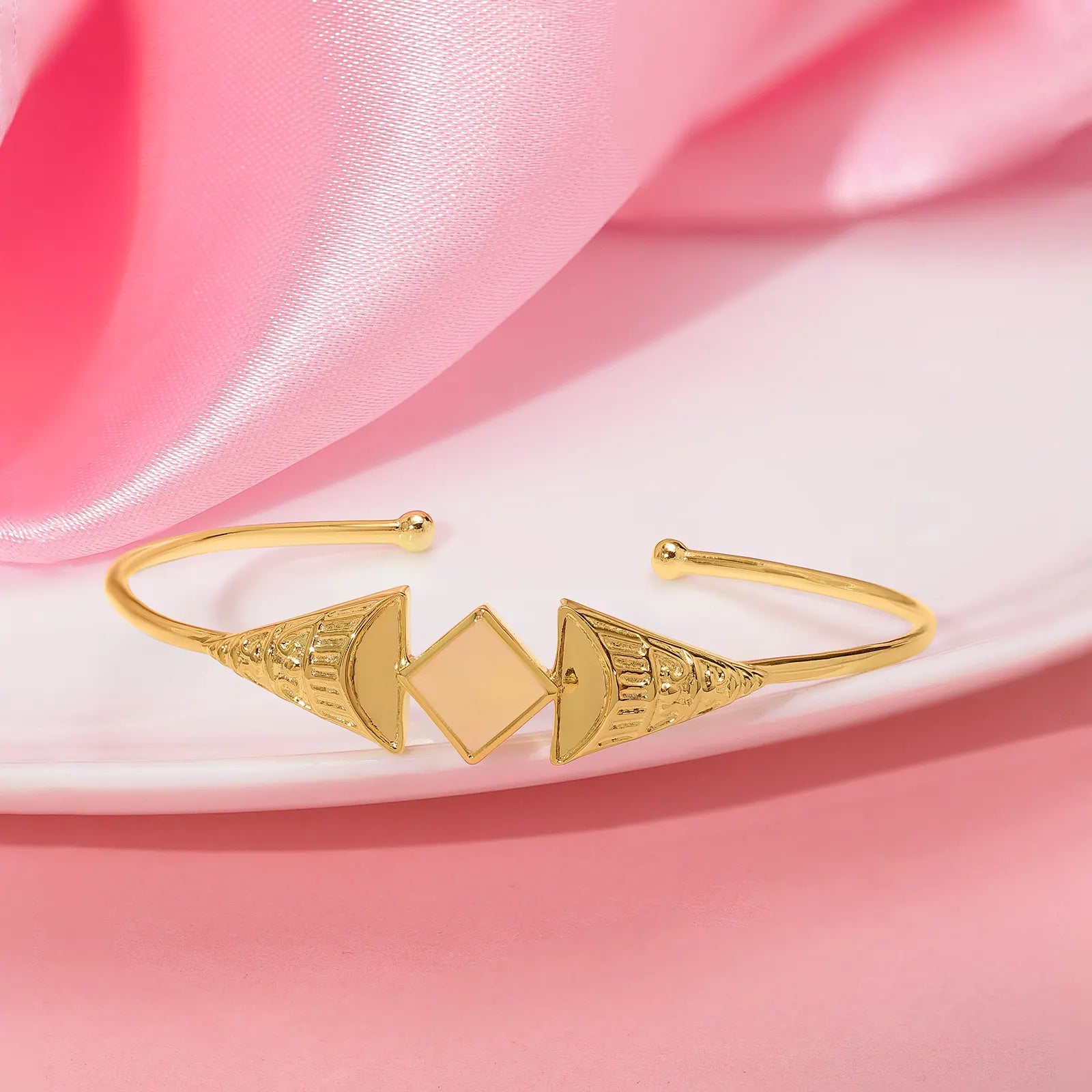 Gold Plated Pink Designer Silver Cuff Bracelet