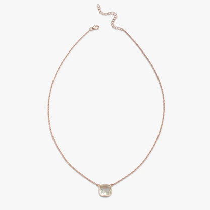 Rose Gold Light Green Stone Studded Silver Necklace - Tweov Jewels