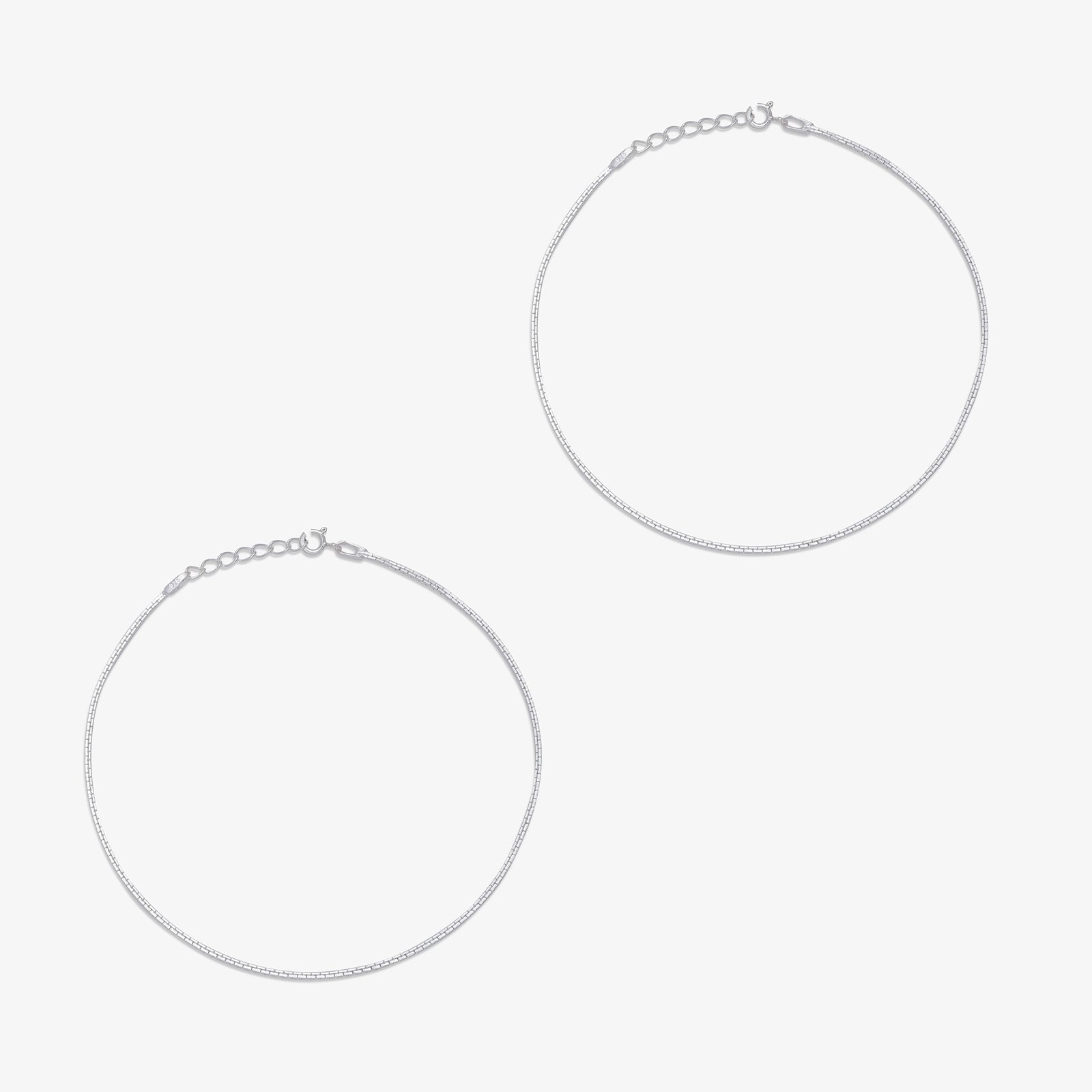 Silver Brick Chain Anklet