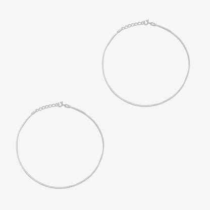 Silver Brick Chain Anklet