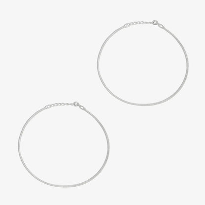 Flat Silver Chain Anklets - Tweov Jewels