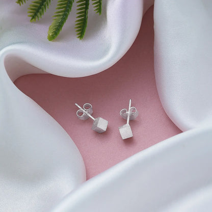 Mini Cubic Design Silver Studs