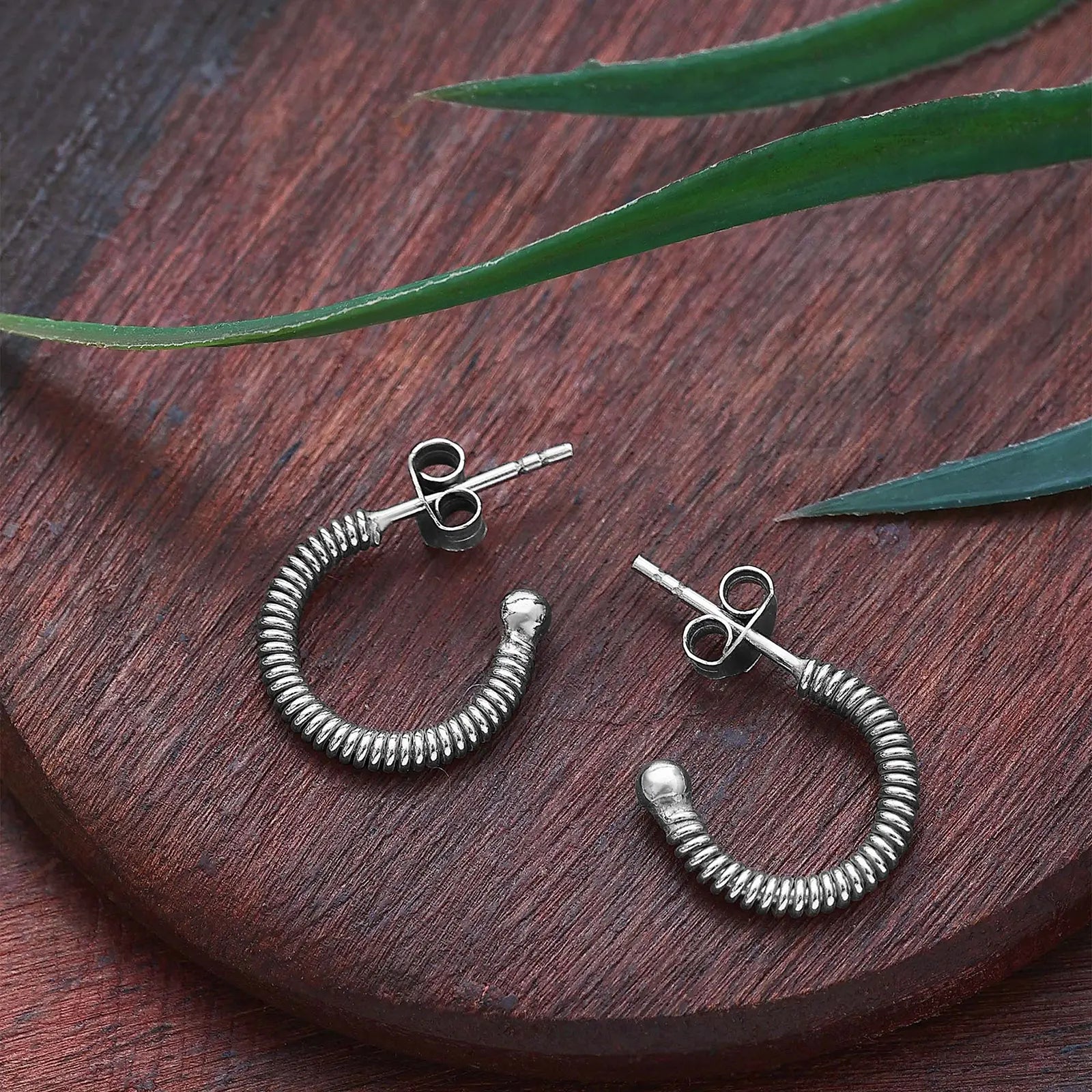 C Cut Silver Hoop Earrings - Tweov Jewels