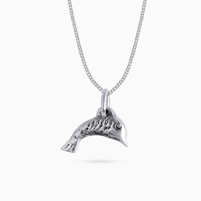 Pure Silver Pendant - Charmed With Oxidised Dolphin Dollar - Tweov Jewels