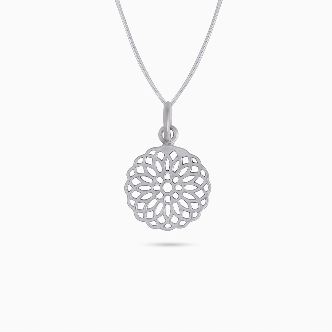 Floral Mandala Pendant 925 Sterling Silver - Tweov Jewels