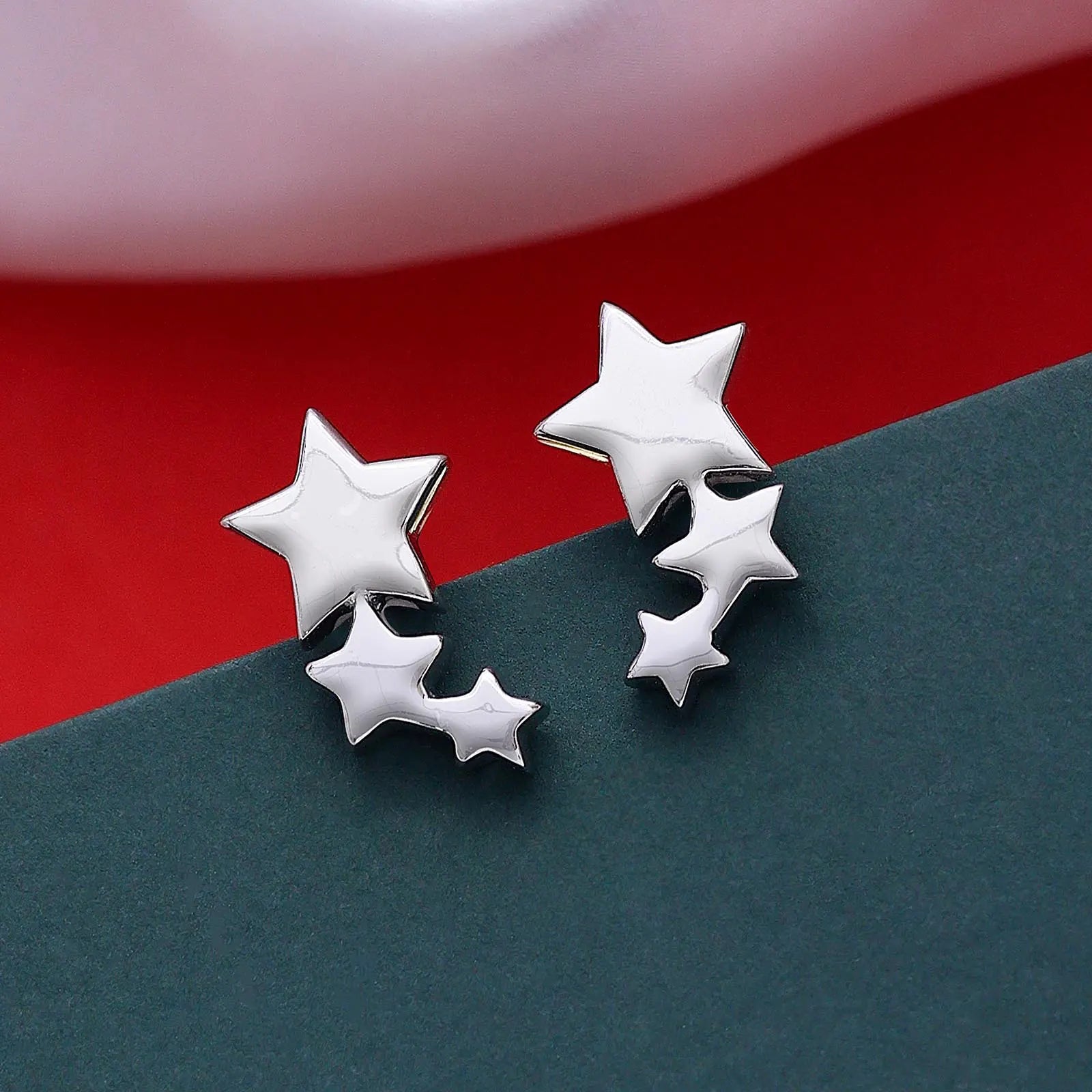 Three Star Silver Stud Earrings - Tweov Jewels