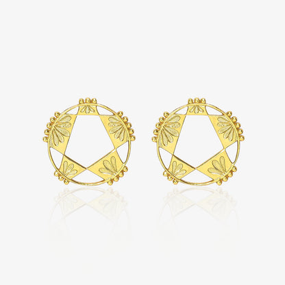 Gold Plated Silver Geometric Star Shape Stud Earrings