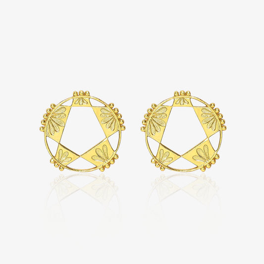 Gold Plated Silver Geometric Star Shape Stud Earrings