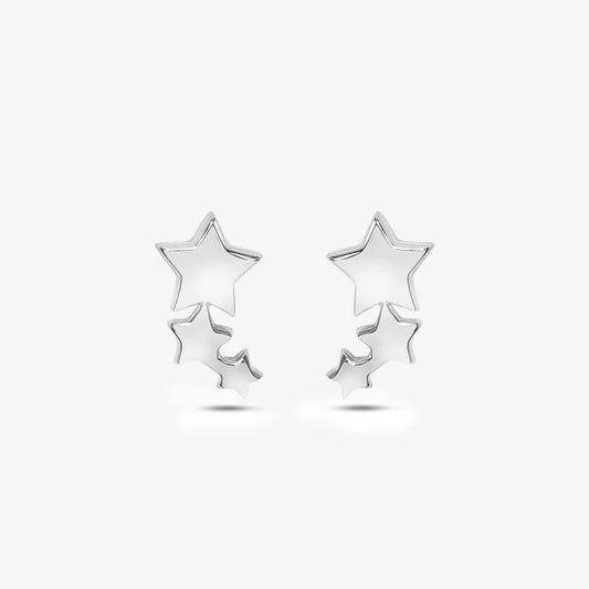 Three Star Silver Stud Earrings - Tweov Jewels
