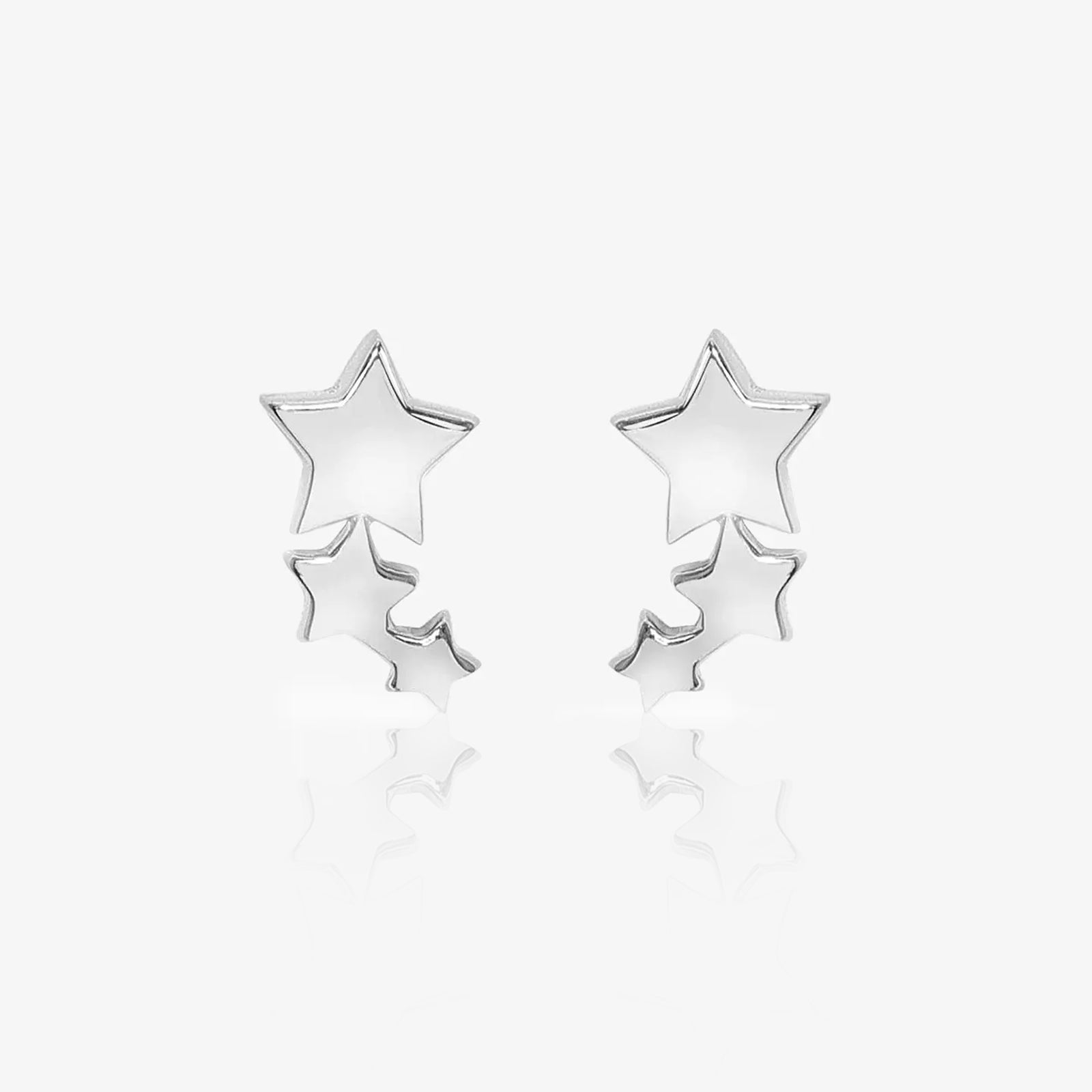 Three Star Silver Stud Earrings