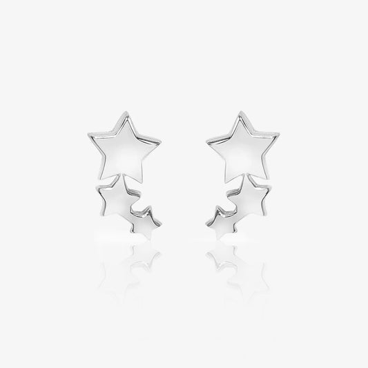 Three Star Silver Stud Earrings