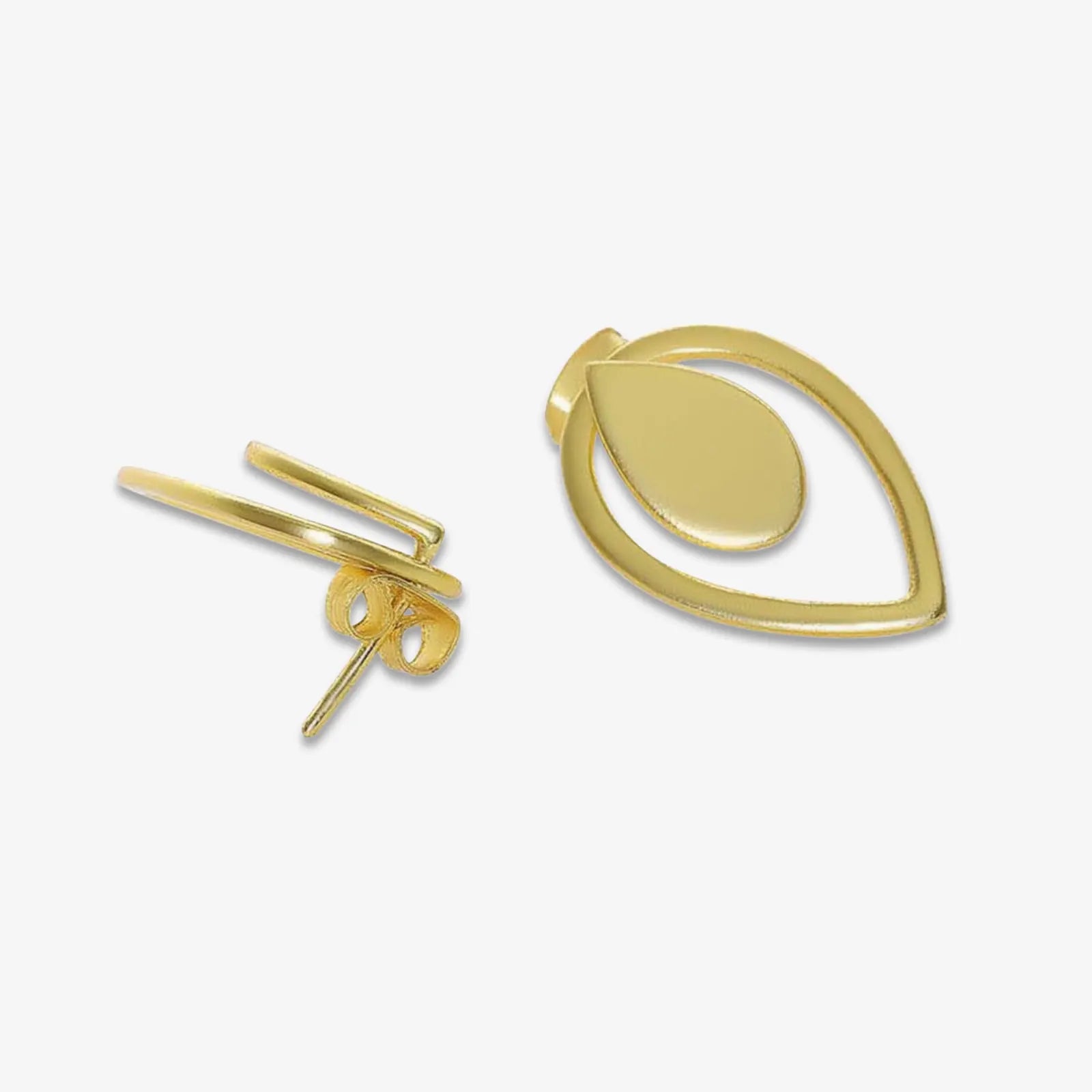Pure Silver Earrings - 2 in 1 Dew Drop Model With Gold Finish - Tweov Jewels
