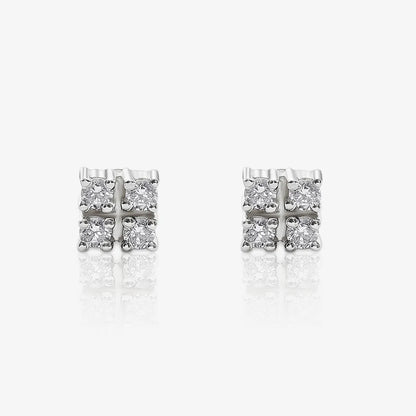 CZ Studded Square Shape Silver Stud Earrings - Tweov Jewels