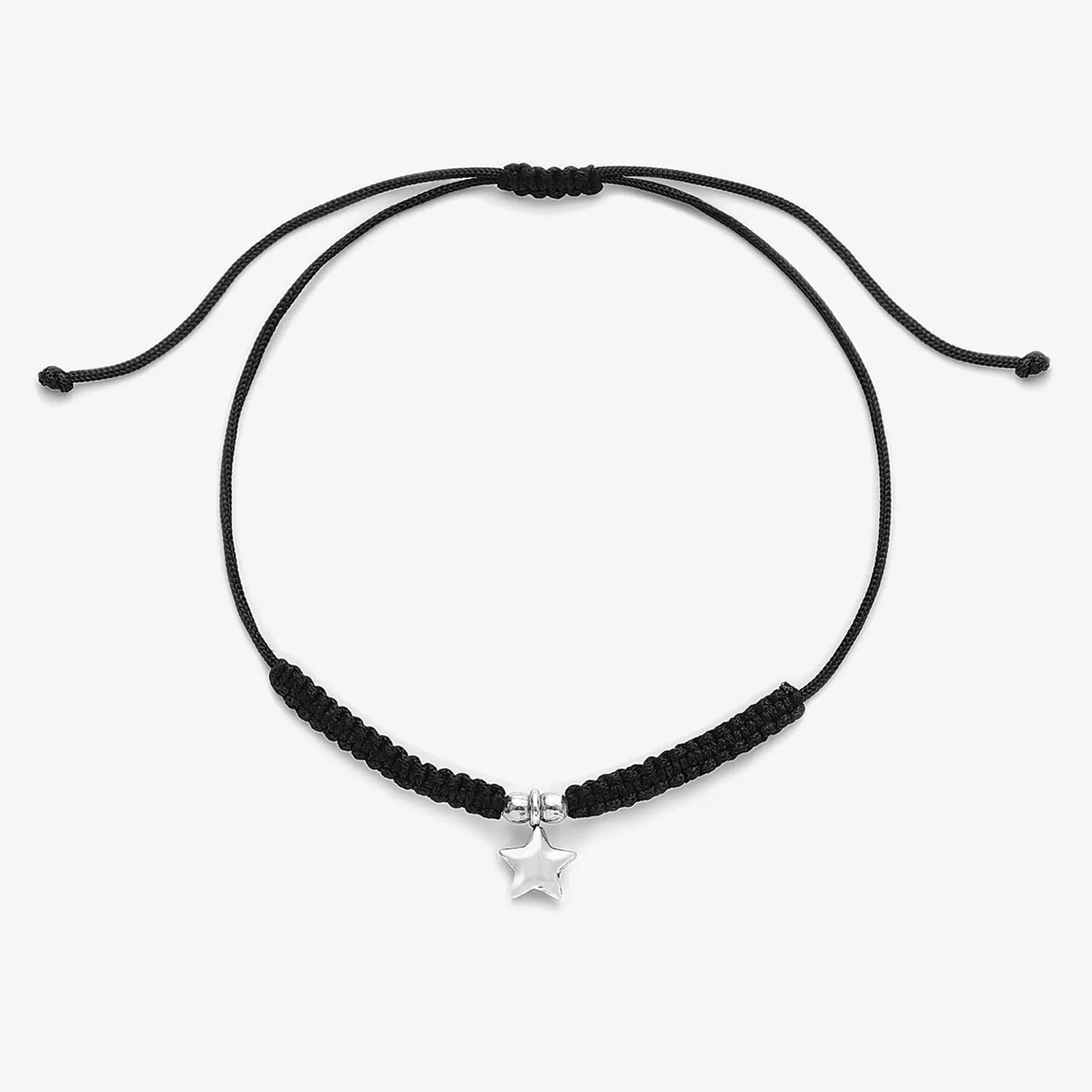 Star Design Silver Black Thread Anklet - Tweov Jewels