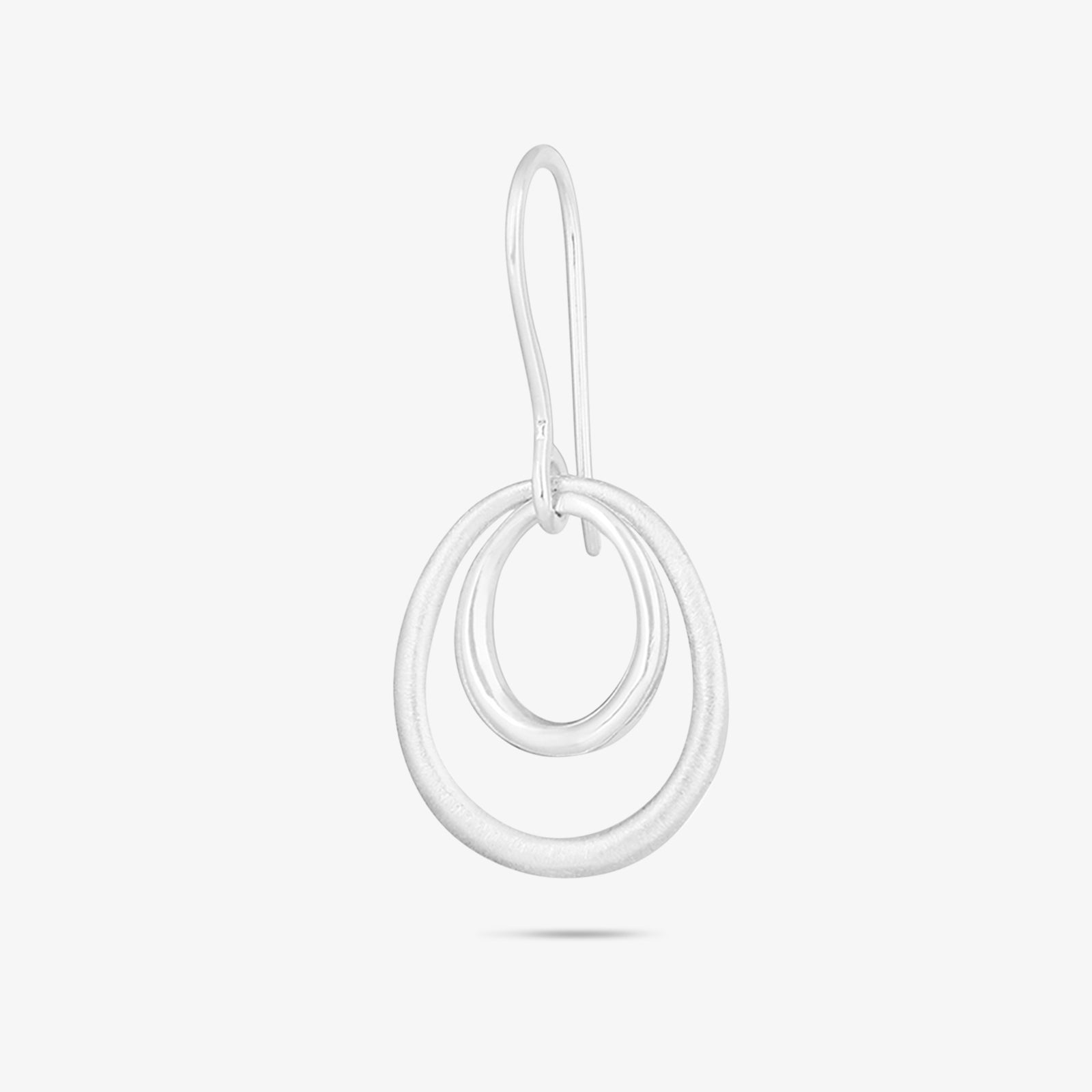 Pure Silver Earrings - Double Ring in Scratch Finish - Tweov Jewels