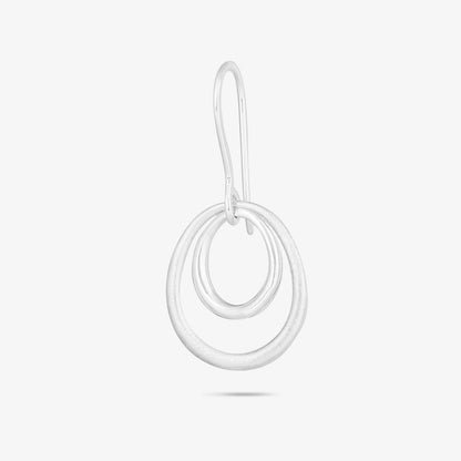 Pure Silver Earrings - Double Ring in Scratch Finish - Tweov Jewels