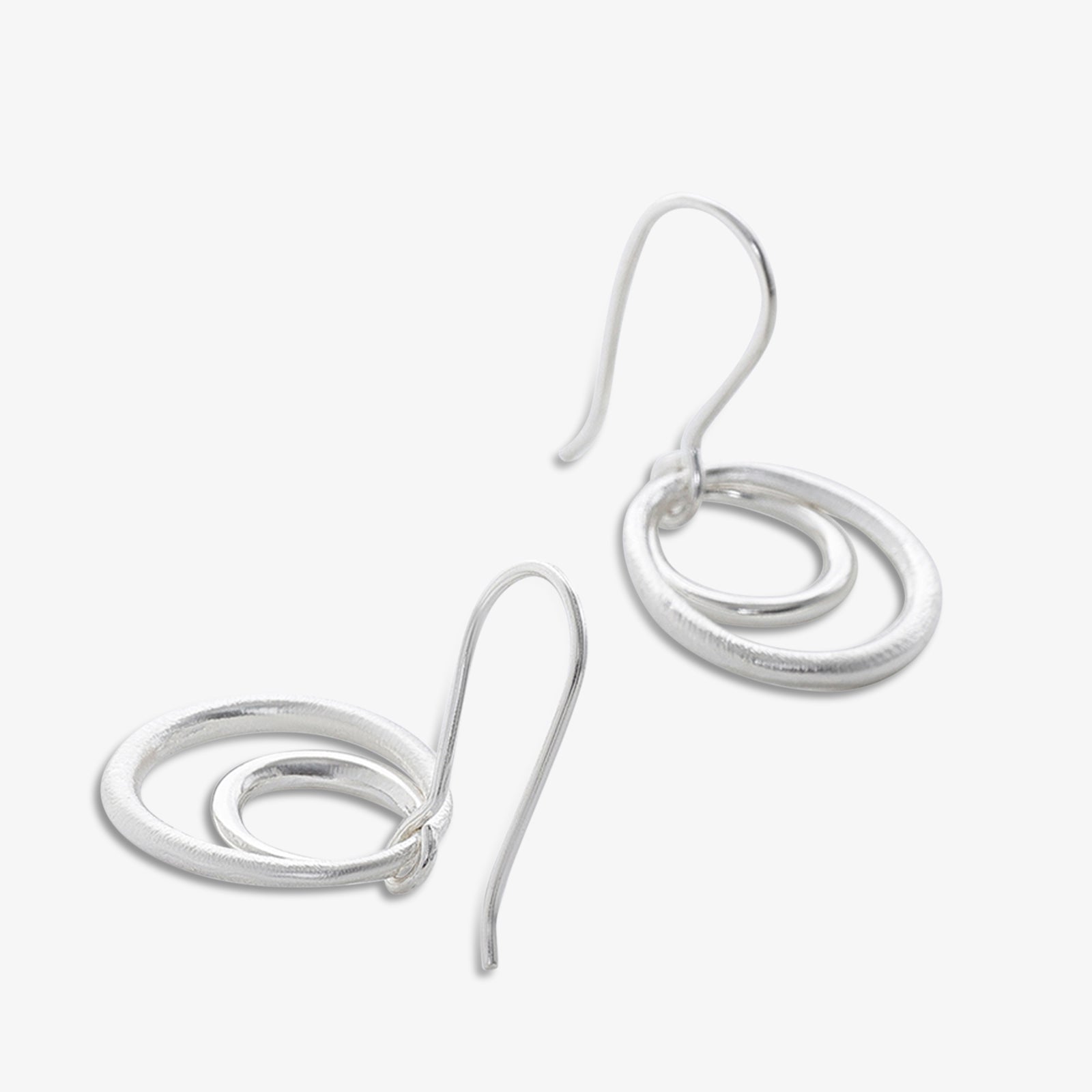 Pure Silver Earrings - Double Ring in Scratch Finish - Tweov Jewels
