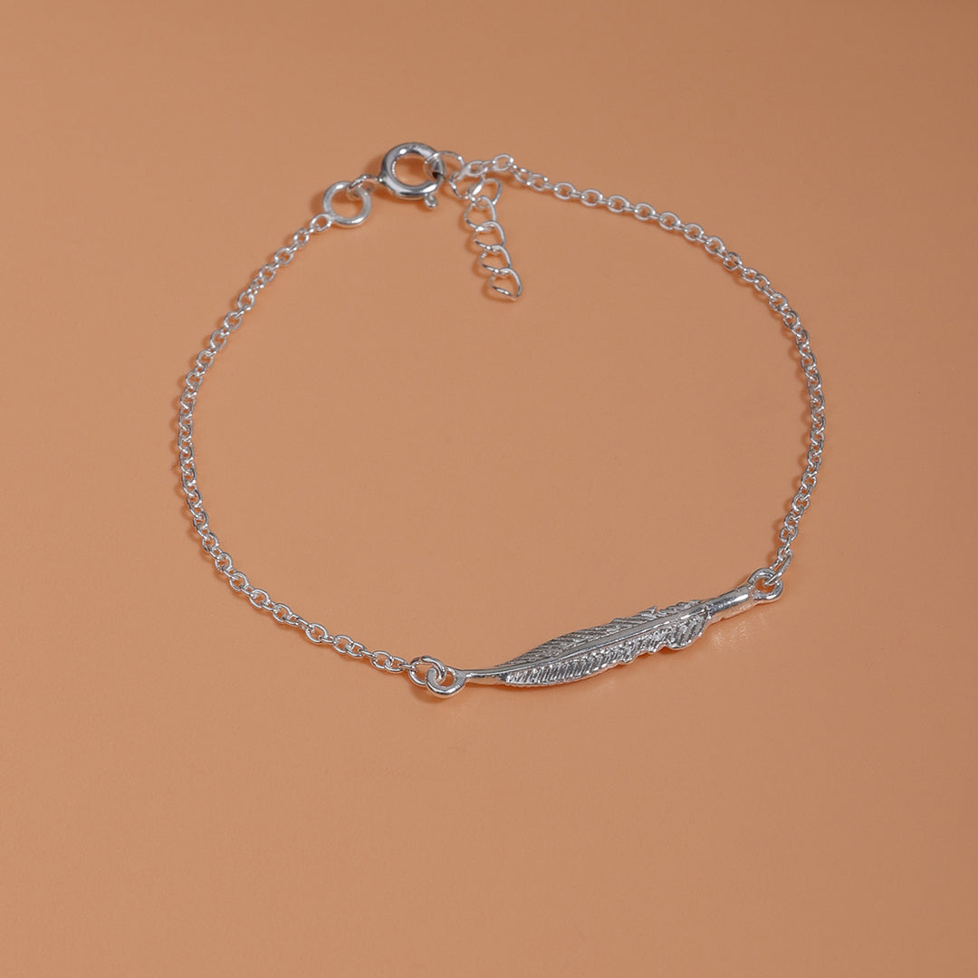 Pure 925 Sterling Silver Feather Bracelet for Women - Tweov Jewels