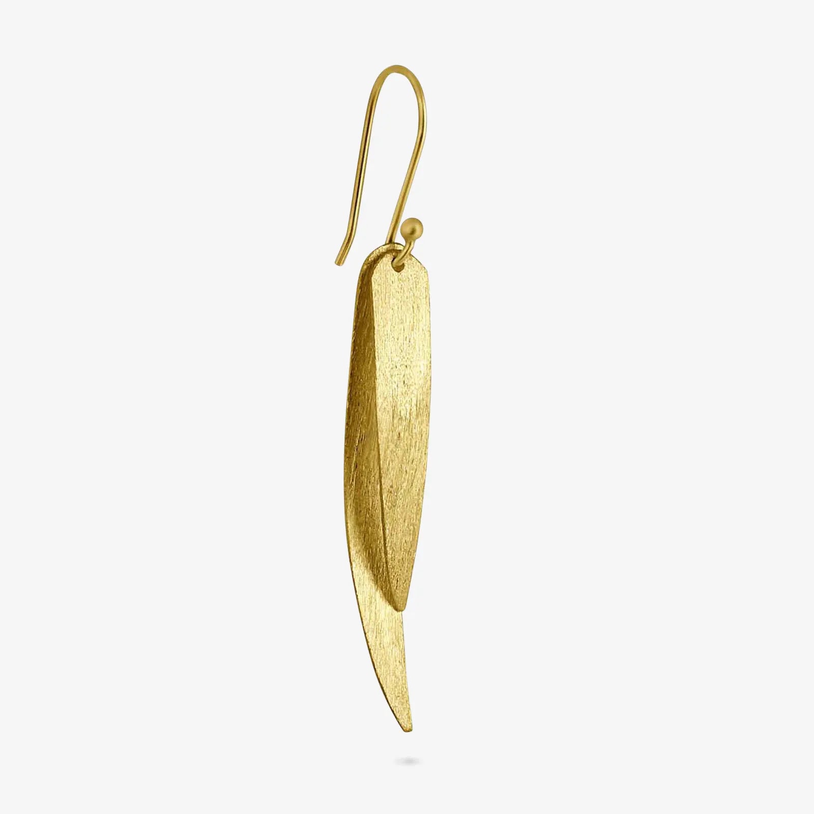 Pure Silver Earrings - Sleek Feather With Gold Plated - Tweov Jewels