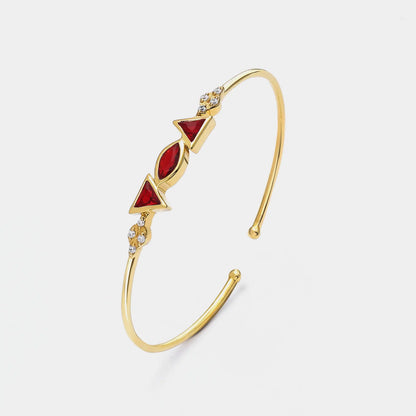 Gold Plated Multi-Cut Red Diamond Studded Silver Bracelet