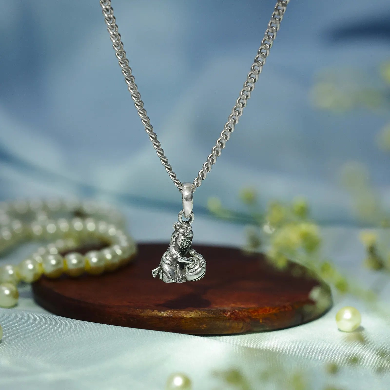 Laddu Gopal Silver Pendant Chain - Tweov Jewels