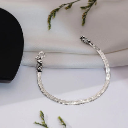 Oxidized Snake Silver Chain Bracelet - Tweov Jewels