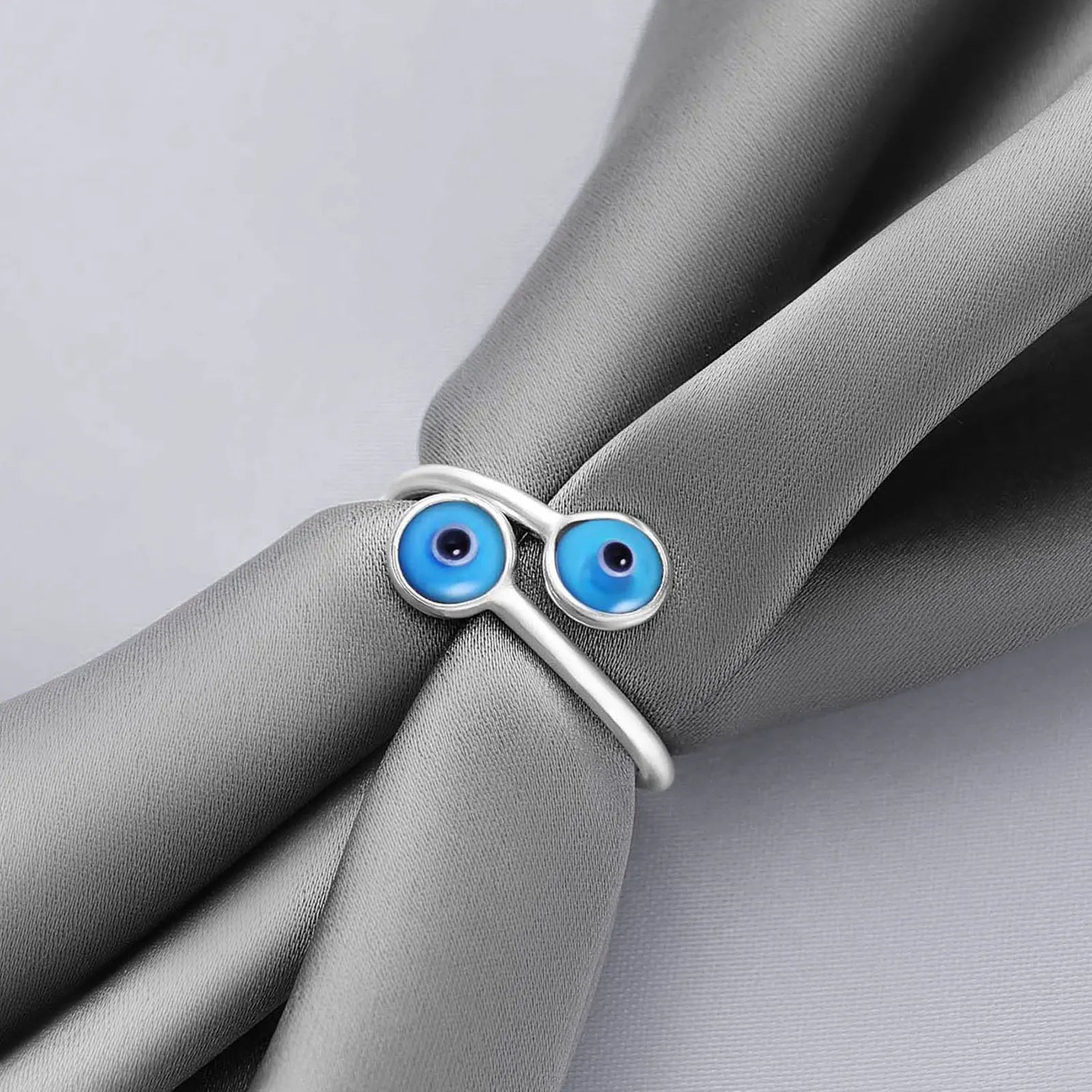 Pure Silver Ring - Empowered With Blue Evil Eye - Tweov Jewels