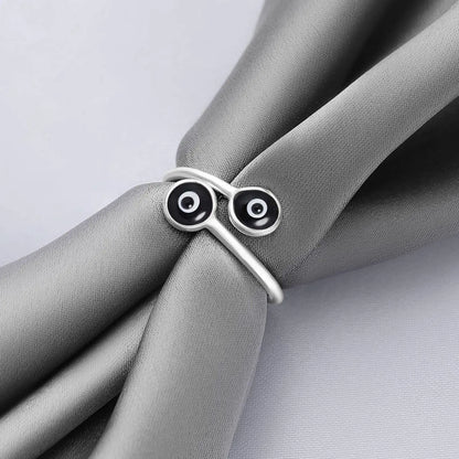 Silver Black Evil Eye Band Ring - Tweov Jewels