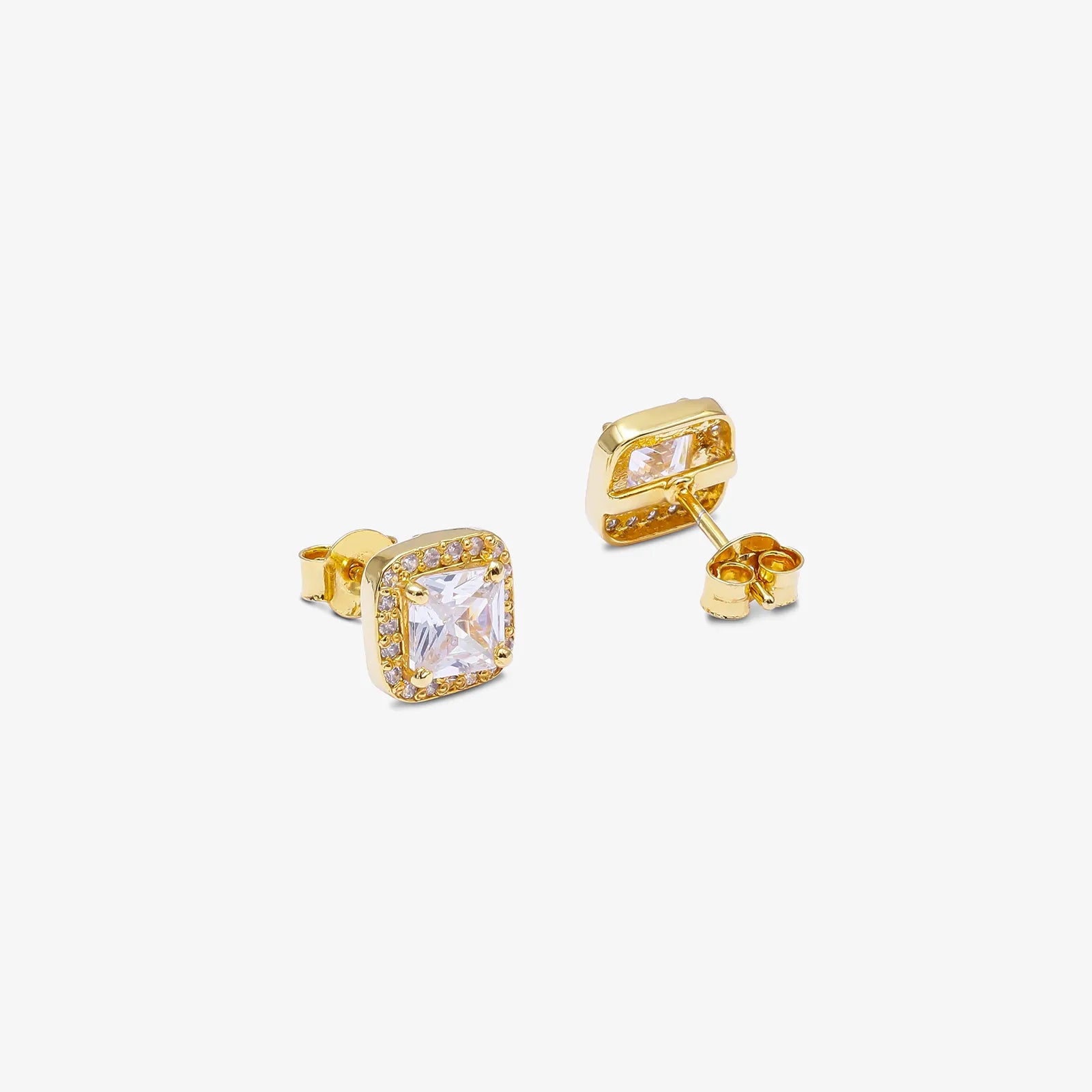 Gold Plated Square Cut AD Silver Pendant & Earrings Set