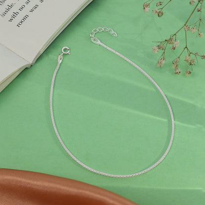 Silver Brick Chain Anklet