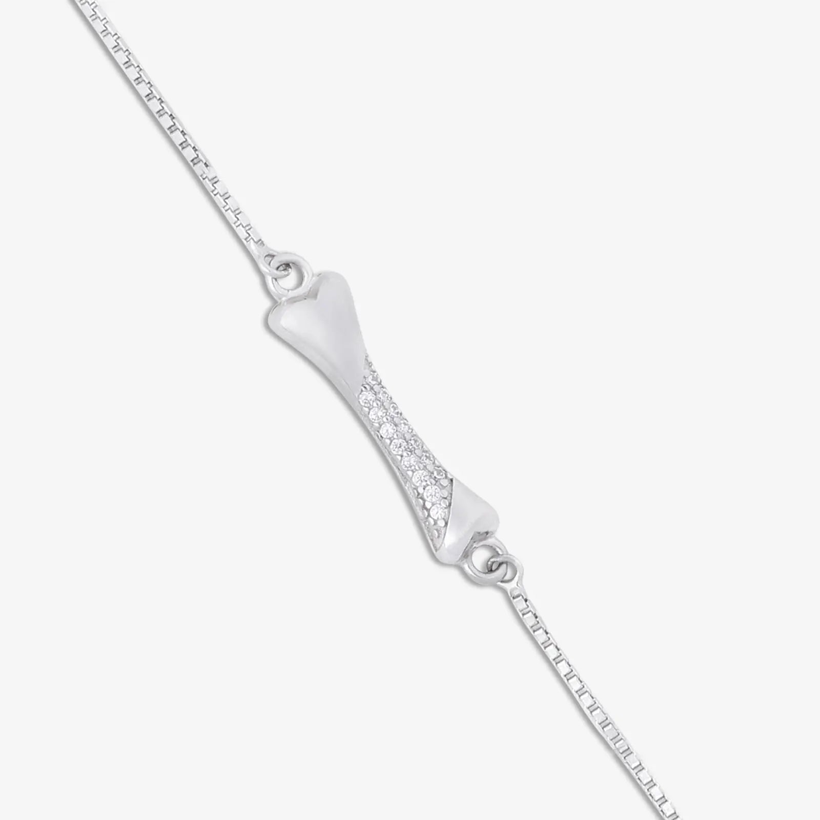 Silver CZ Bone Bracelet - Tweov Jewels