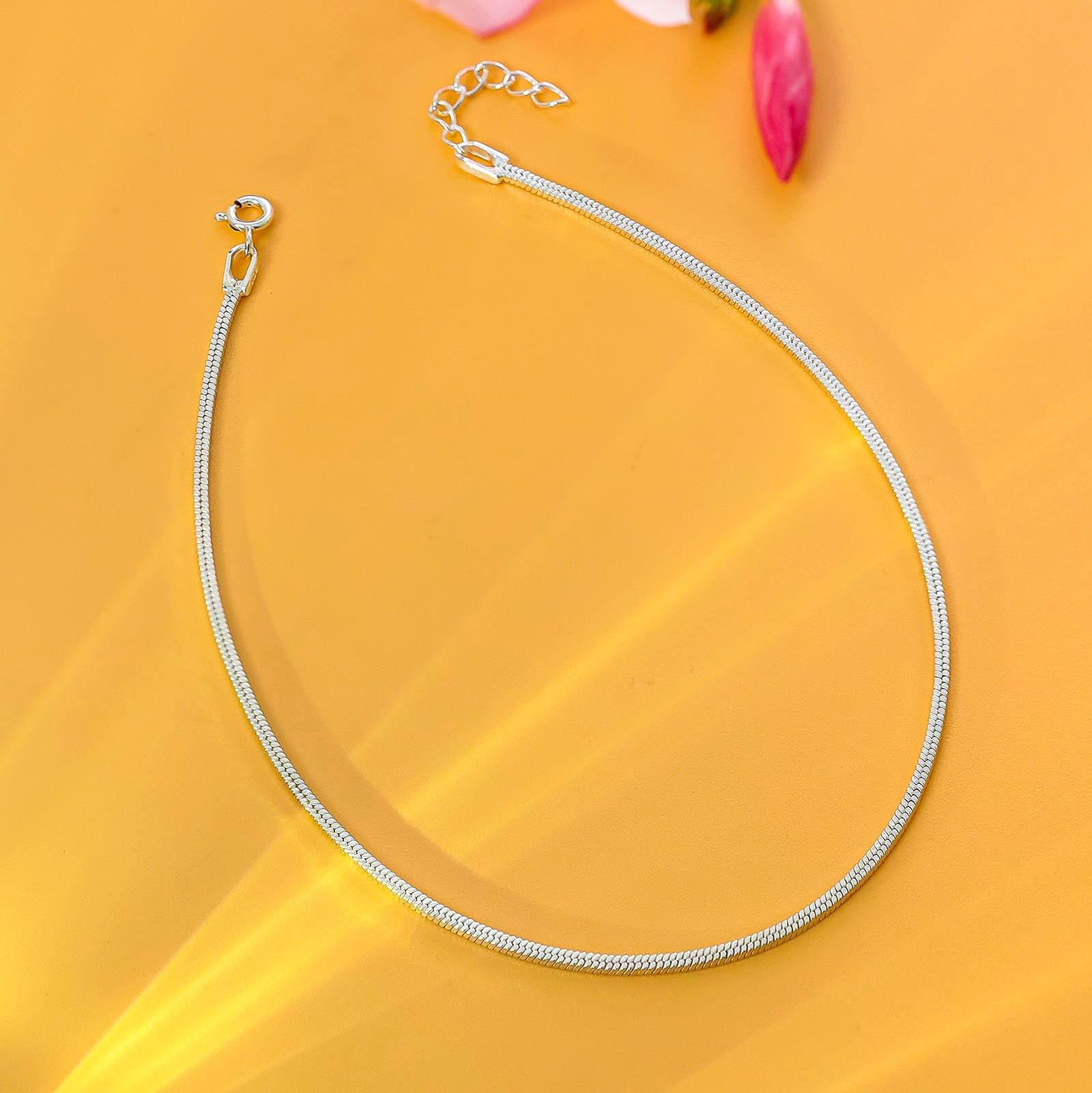 Flat Silver Chain Anklets