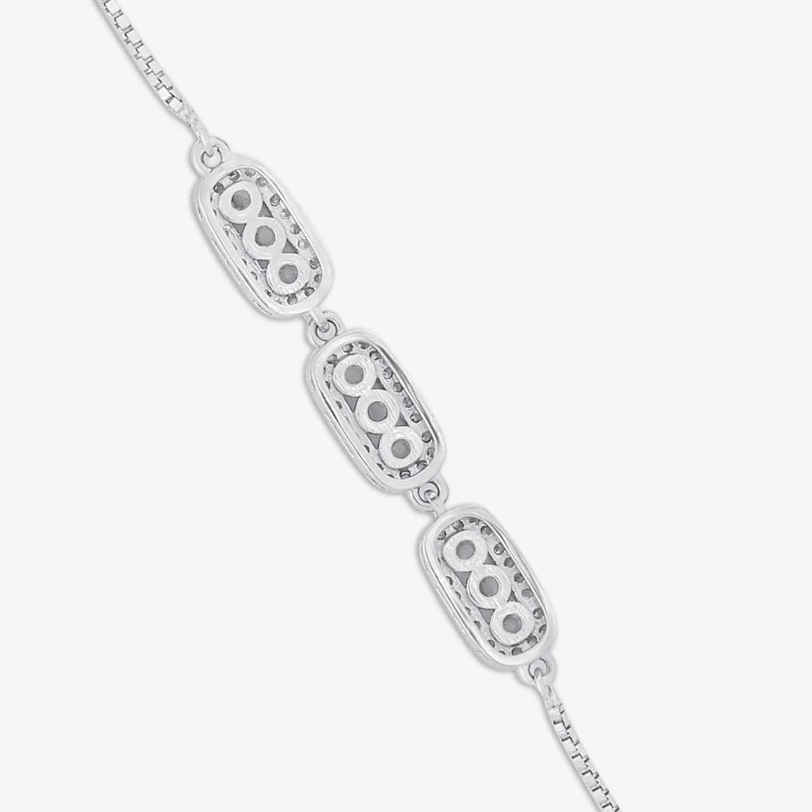 White Triple Zircon Silver Chain Bracelet - Tweov Jewels