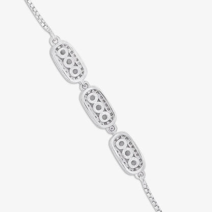 White Triple Zircon Silver Chain Bracelet - Tweov Jewels