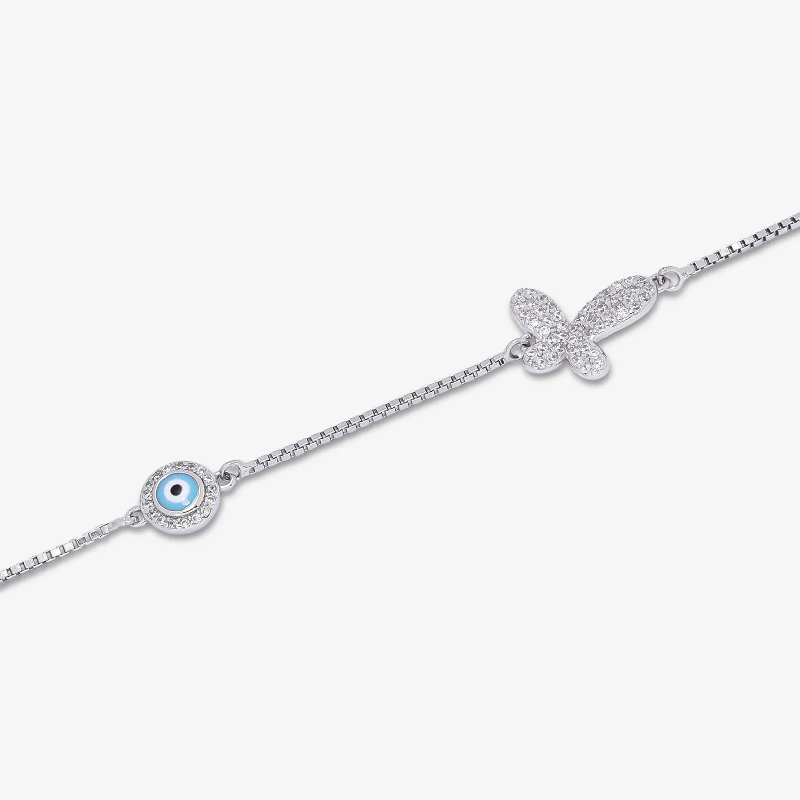 Evil Eye Butterfly Silver Bracelet - Tweov Jewels