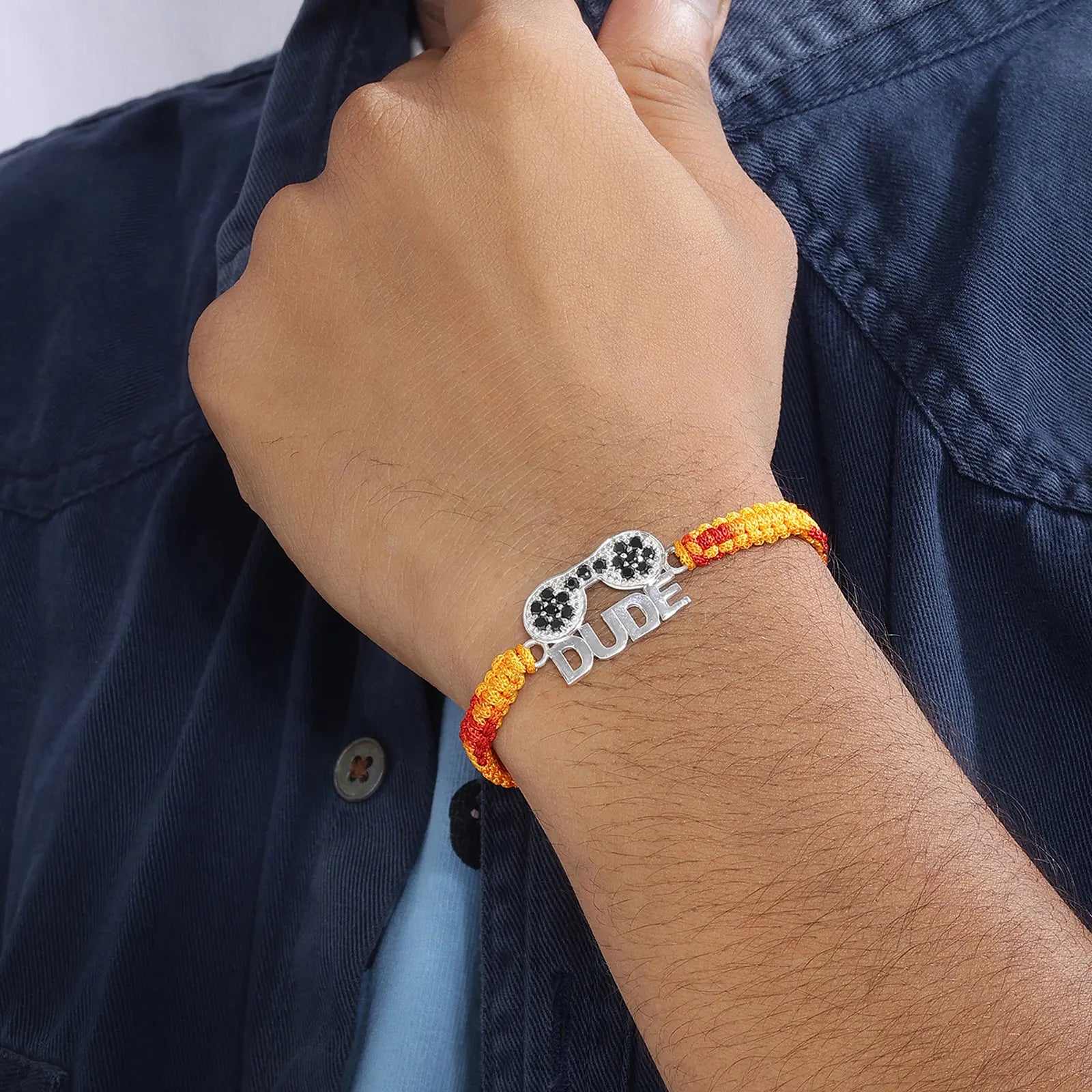 Dude Silver Rakhi for Brother - Tweov Jewels