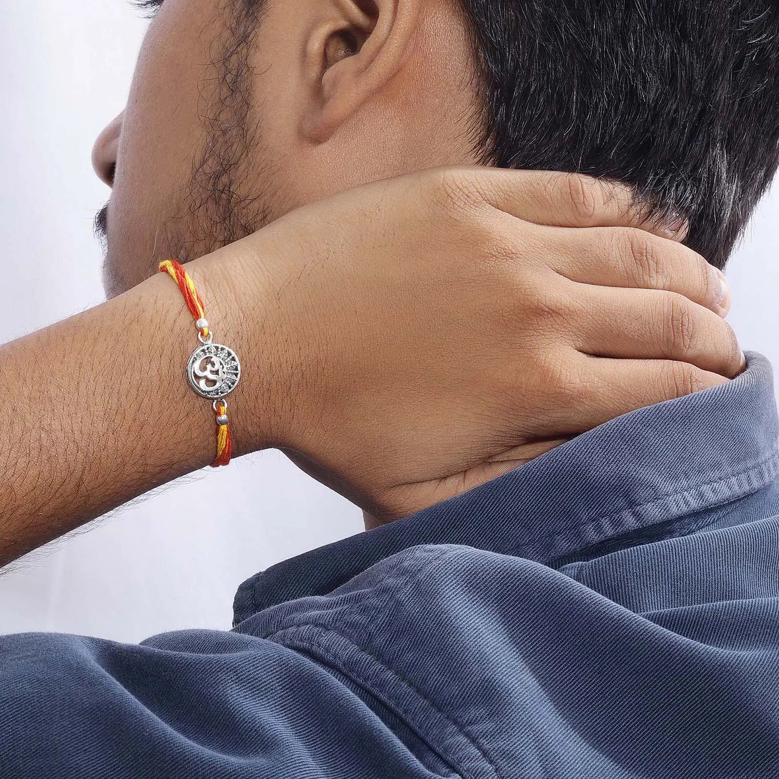 Designer Om Silver Rakhi for Brother - Tweov Jewels