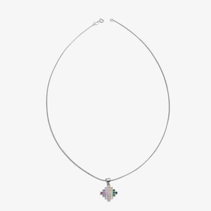 Multicolor CZ Silver Pendant Set