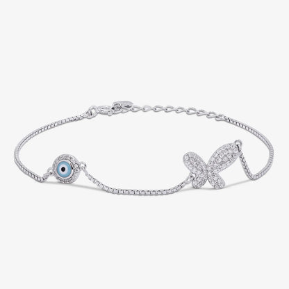 Evil Eye Butterfly Silver Bracelet - Tweov Jewels