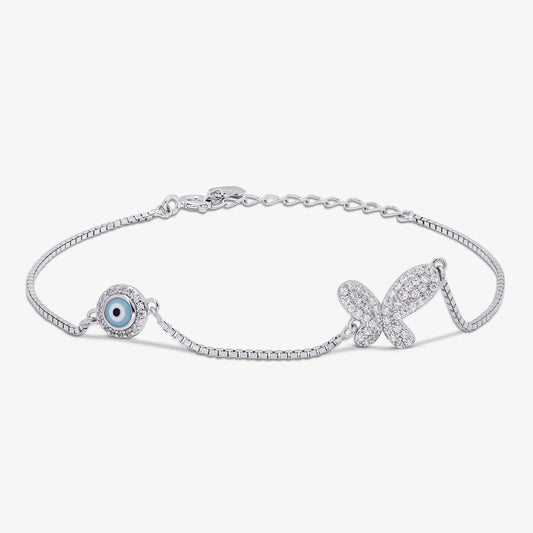 Evil Eye Butterfly Silver Bracelet - Tweov Jewels