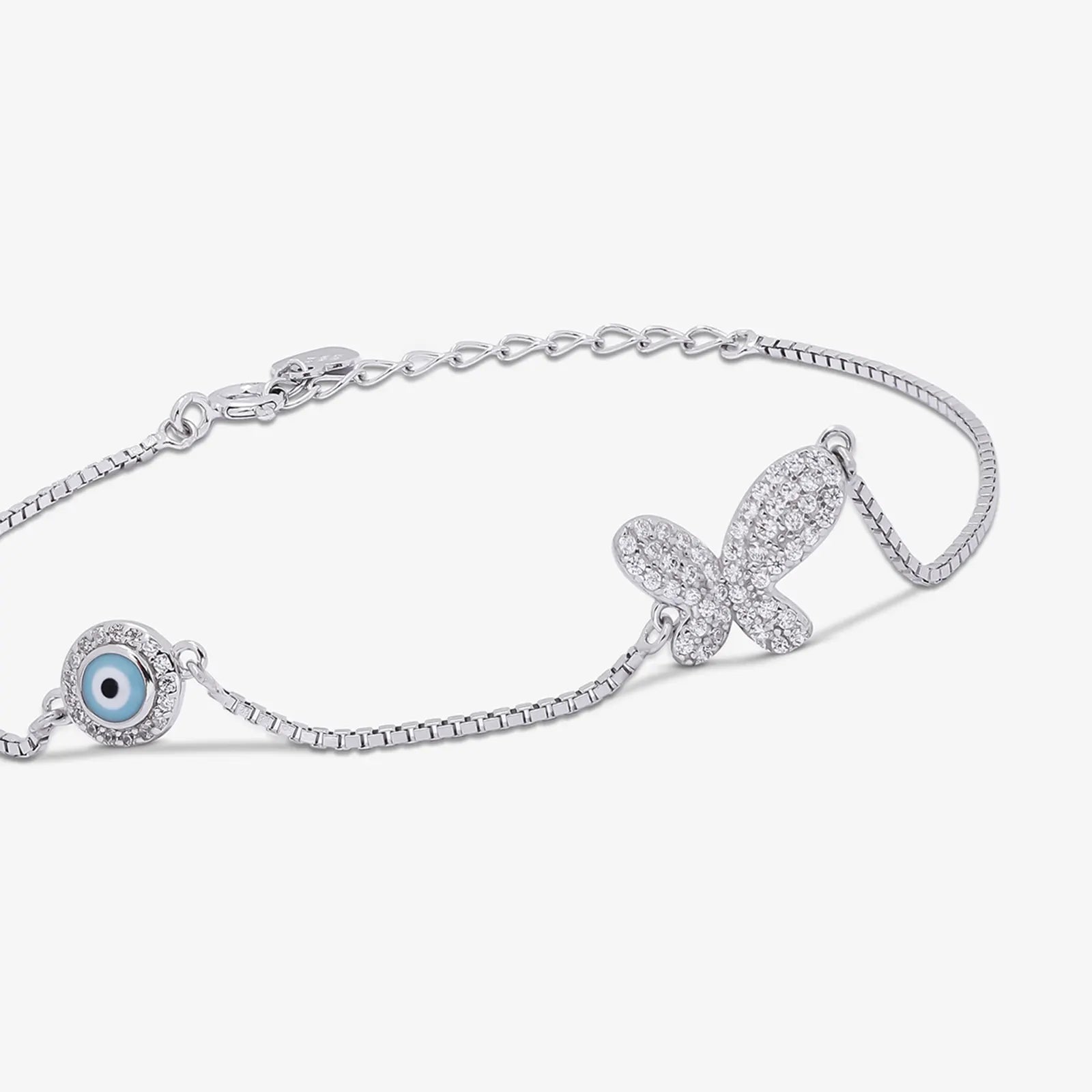 Evil Eye Butterfly Silver Bracelet - Tweov Jewels