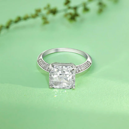 White Radiant Solitaire Ring For Women – 925 Sterling Silver Rhodium Plated