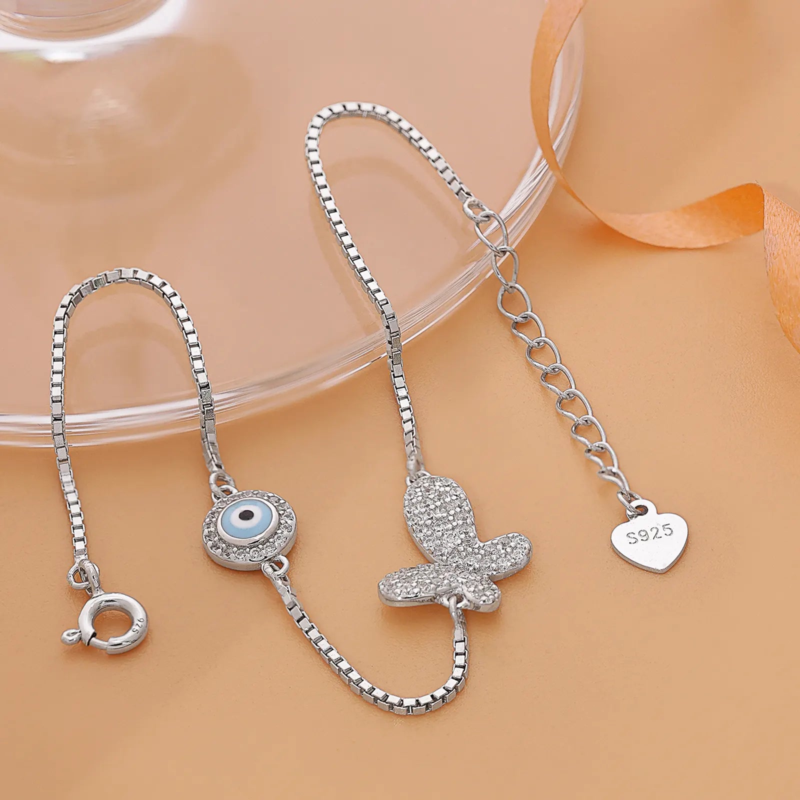 Evil Eye Butterfly Silver Bracelet - Tweov Jewels