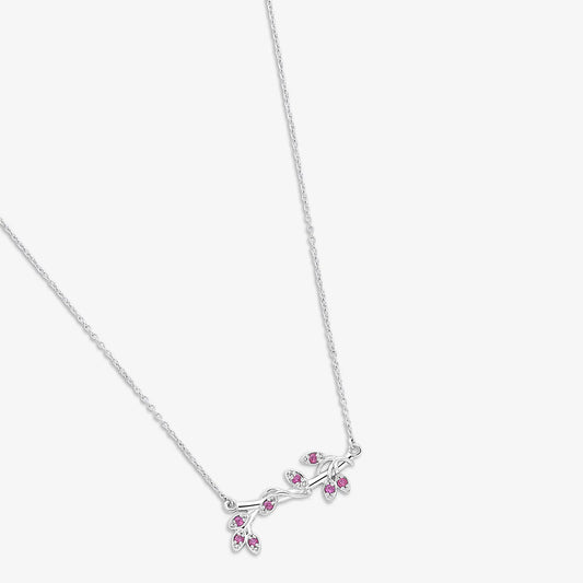 Silver Pink Leaf Chain Necklace - Tweov Jewels