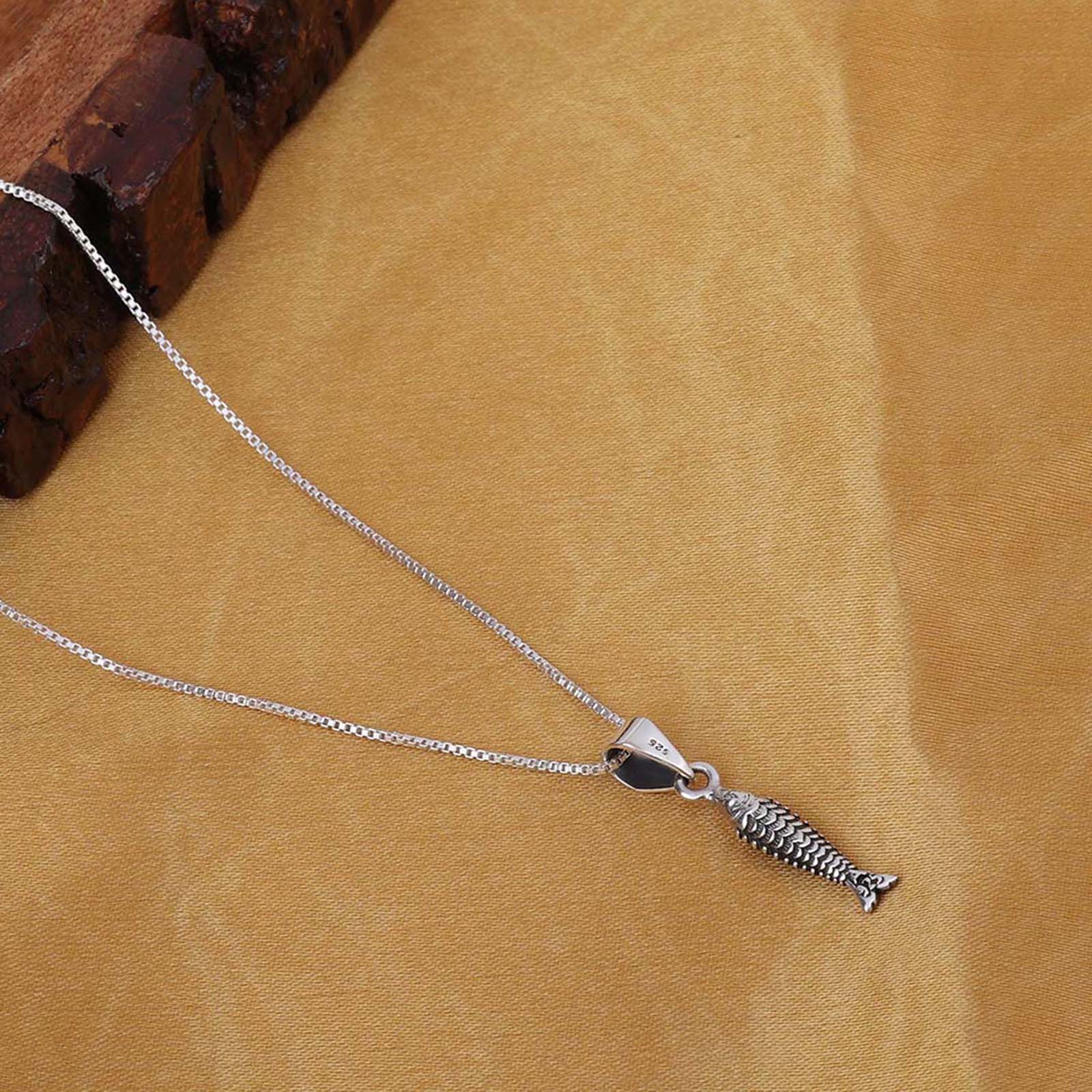 925 sterling Silver Antique Fish Pendant - Tweov Jewels