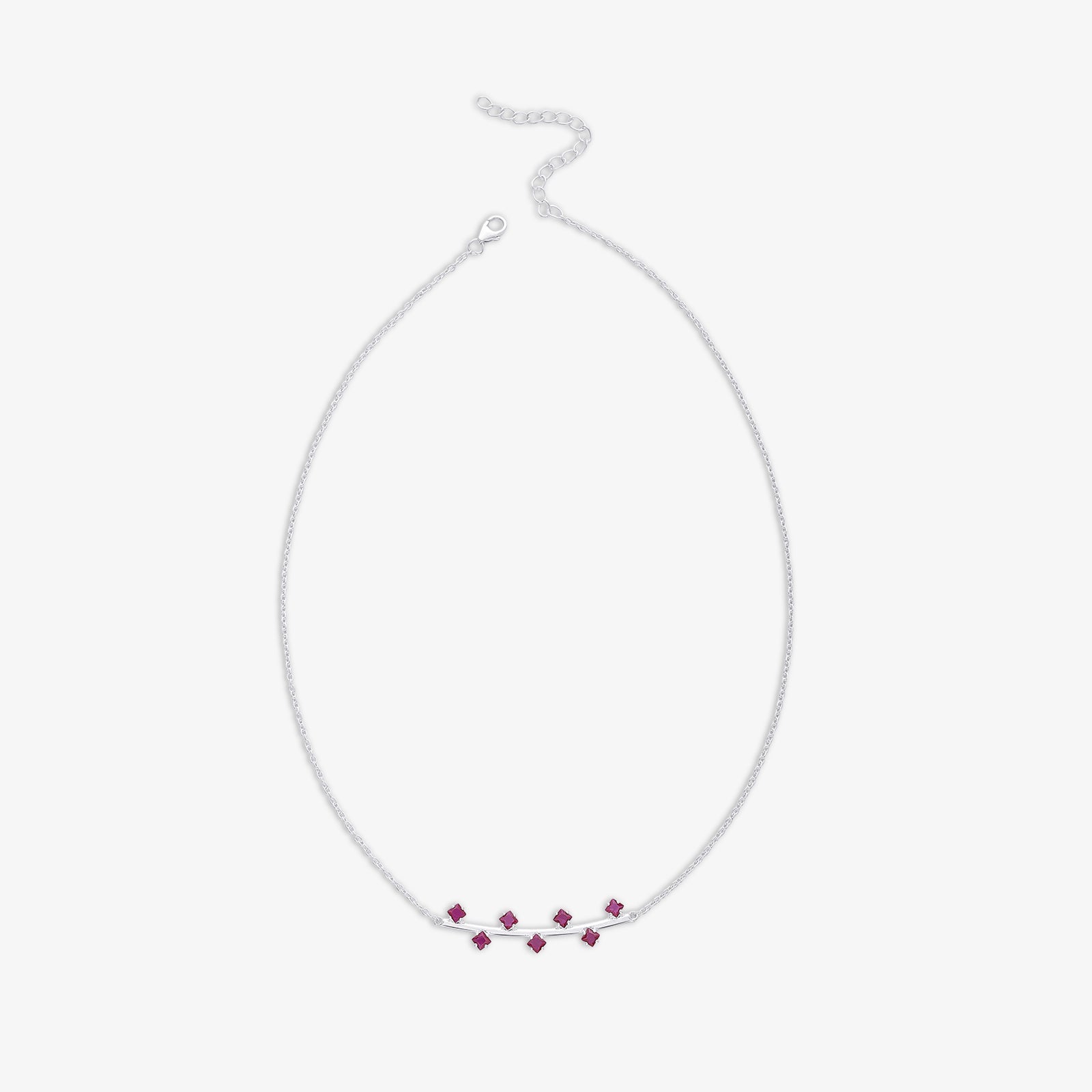 Floral Branch Ruby Silver Necklace - Tweov Jewels