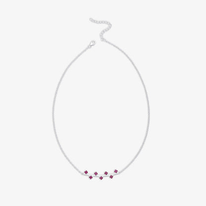 Floral Branch Ruby Silver Necklace - Tweov Jewels
