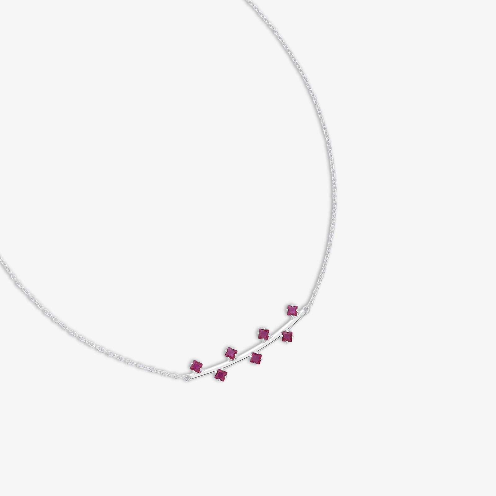 Floral Branch Ruby Silver Necklace - Tweov Jewels