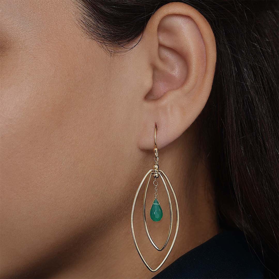 Pure Silver Earrings - Made With Vibrant Green Jade - Tweov Jewels