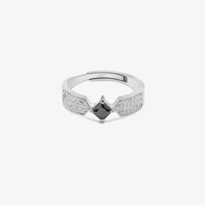 Black Princess Wing Ring For Women – 925 Sterling Silver Rhodium Plated